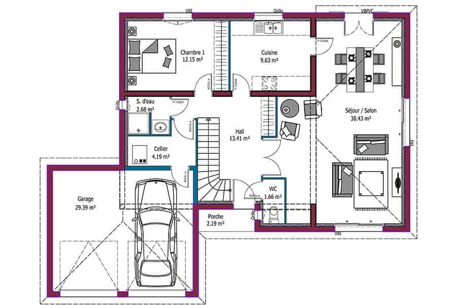 plan de maison 4 chambres salon cuisine pdf