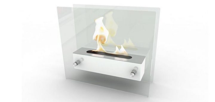 Chemine Au Biothanol De Table Blanc Laque Quadro pour Cheminée Gaz Sans Conduit