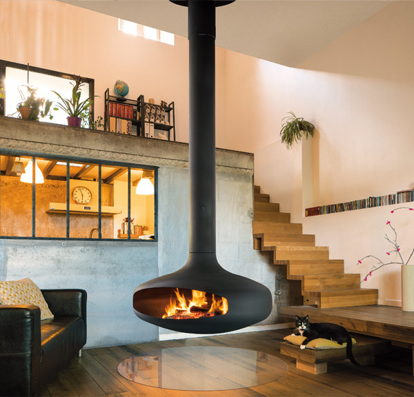 Cheminée Centrale / Central Fireplace – Contemporain pour Cheminée Montpellier
