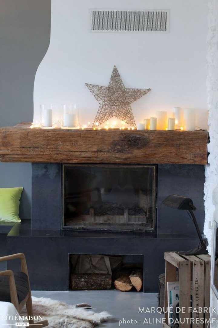 Cheminée Customisée Avec Un Insert Et Un Entourage En avec Idées Pour Relooker Cheminée Rustique