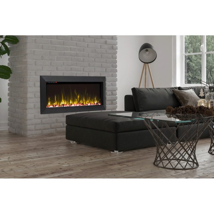 Cheminée Électrique Encastrable Façade Métal Noir Munich encequiconcerne Cheminée Encastrable