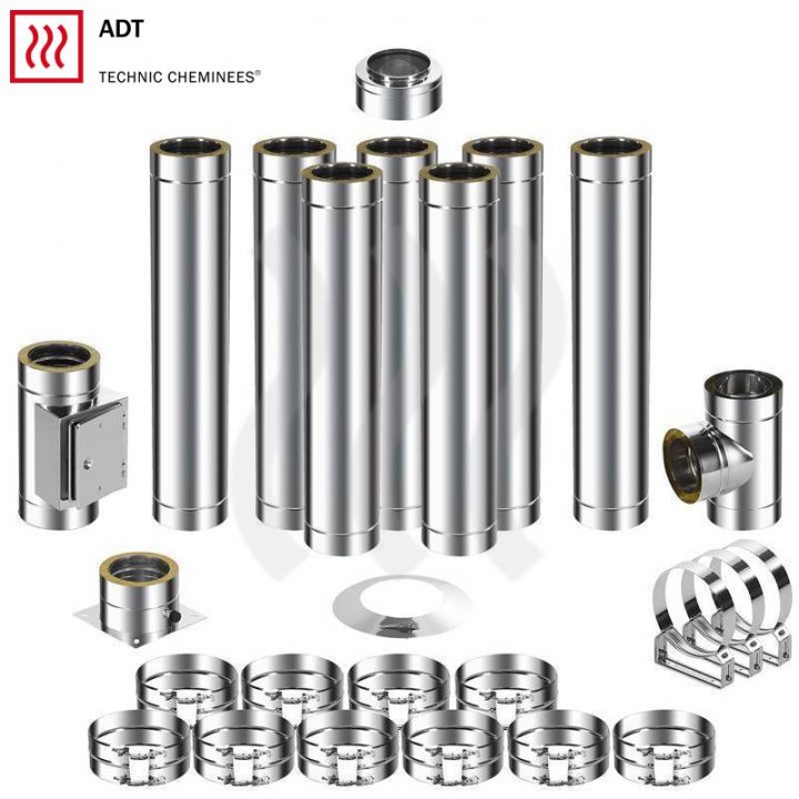 Conduit De Cheminée En Inox Basic 180 Mm Hauteur 8,2 M, 1.033, intérieur Conduit De Cheminée Inox