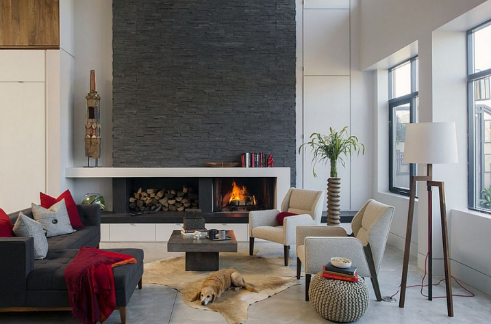 Décoration Salon Loft Avec Cheminée avec Déco Salon Avec Cheminée