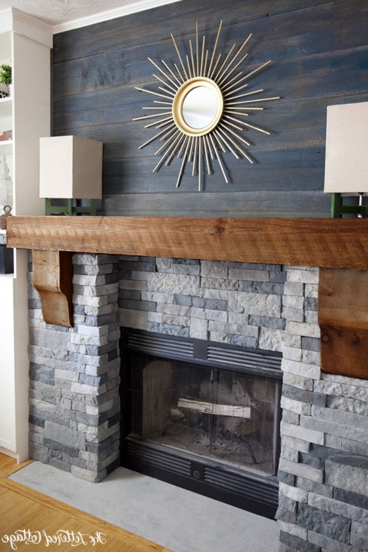 Gorgeous Mantle. Astounding Corner Stone Fireplace Decor à Moderniser Une Cheminée En Brique