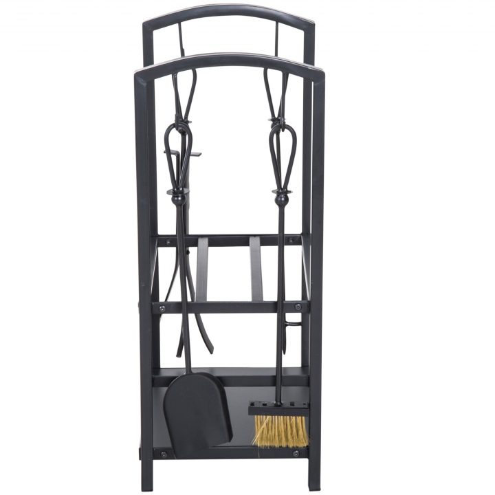 Homcom Porte-Bûche Range Bûche Etagère De Cheminée destiné Porte Buche Cheminée