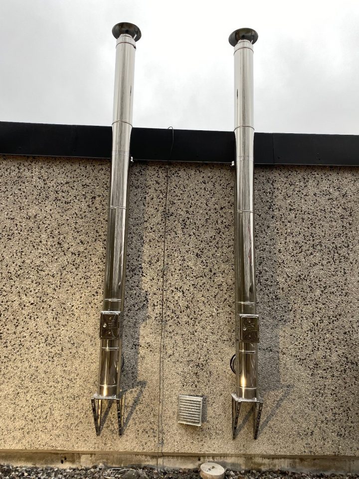 Kit Conduit De Cheminée 2 Tuyaux Double Paroi Isolés 100Cm concernant Conduit De Cheminée Extérieur