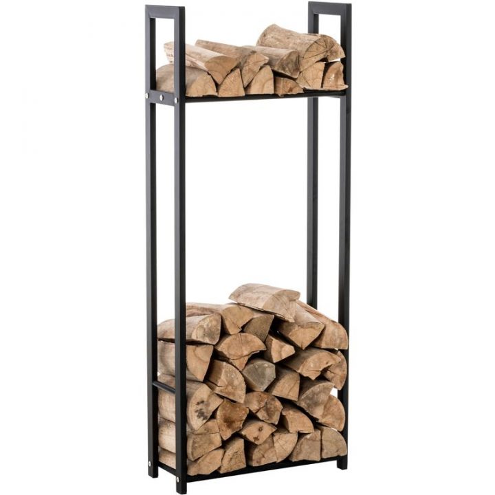 Porte Bûches Pour Bois De Cheminée Snow Noir 25X40X100 Cm destiné Porte Buche Cheminée