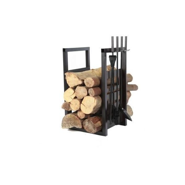 Valet De Cheminee Et Reserve A Buche Le Marquier Univers Noir pour Porte Buche Cheminée