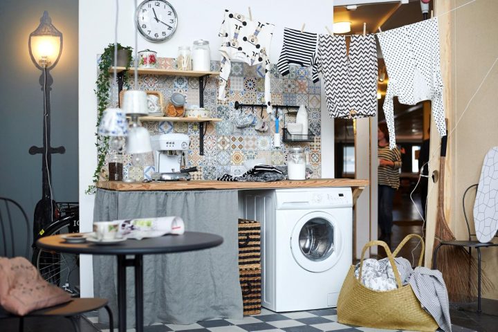 8 Idées Pour Aménager Un Coin Buanderie | Maison Créative tout Rideau Sous Plan De Travail