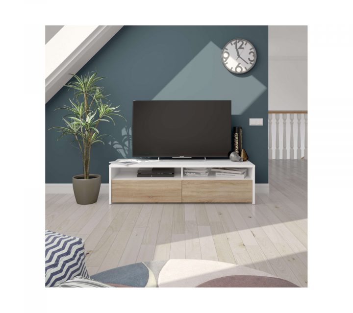 meuble tv blanc 130 cm
