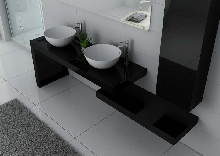 meuble salle de bain double vasque noir