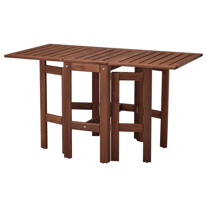 Äpplarö Table Pliante, Extérieur – Teinté Brun 34/83/131X70 Cm pour Table Basse Pliante Ikea