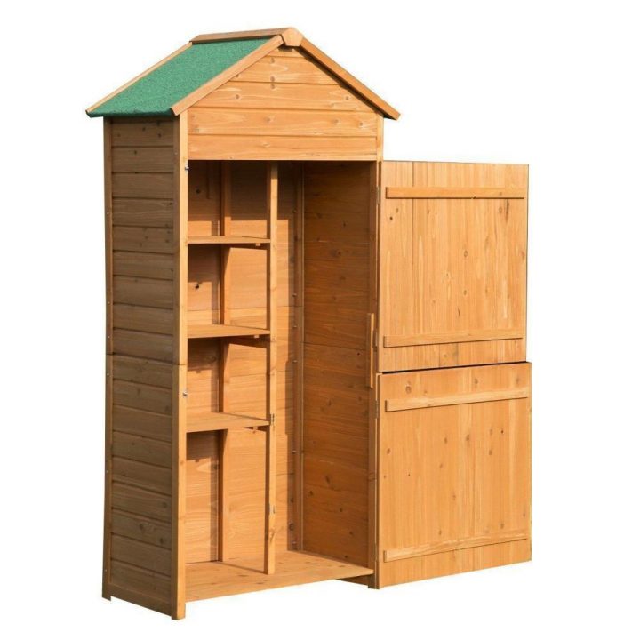 Armoire Abri De Jardin Remise Pour Outils 3 Étagères 2 Portes Loquets Toit  Pente Bitumé 89L X 50L X 190H Cm Pin Massif intérieur Armoire Extérieur Balcon Gifi