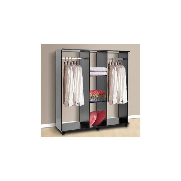 Armoire Penderie Meuble De Rangement En Panneau De Particule Mobile Avec 6 Roulettes Sans Porte 120X40X128Cm Noir concernant Armoire Tissu Gifi Armoire Penderie Meuble De Rangement En Panneau De Particule Mobile Avec 6 Roulettes Sans Porte 120X40X128Cm Noir concernant Armoire Tissu Gifi