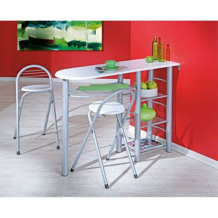 Bar Für Die Küche In Silber & Weiß – Platzsparend – Efatega à Argentier Atlanta Conforama