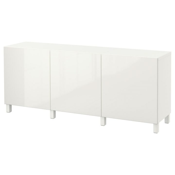 Bestå Combinaison Rangement Portes – Blanc/Selsviken Brillant/Blanc  180X40X74 Cm concernant Buffet Blanc Laqué Ikea