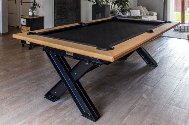 Billard Américain En Acier Noir Et Chêne Inédit Dans Le à Billard Table À Manger Avec Rallonge