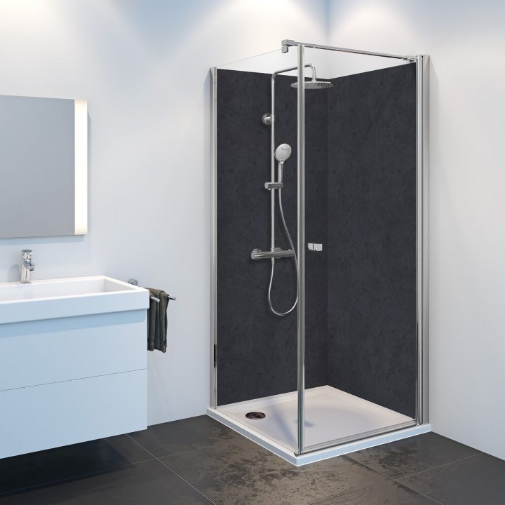 Breuer Duschrückwand Decomotion 100 Stein-Optik Stein Anthrazit serapportantà Decomotion