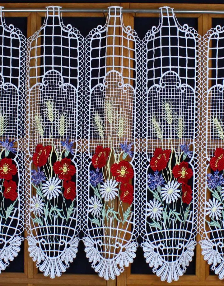 Brise Bise Brodé Couleur Avec Champ Fleuri pour Brise Bise Macramé Brise Bise Brodé Couleur Avec Champ Fleuri pour Brise Bise Macramé