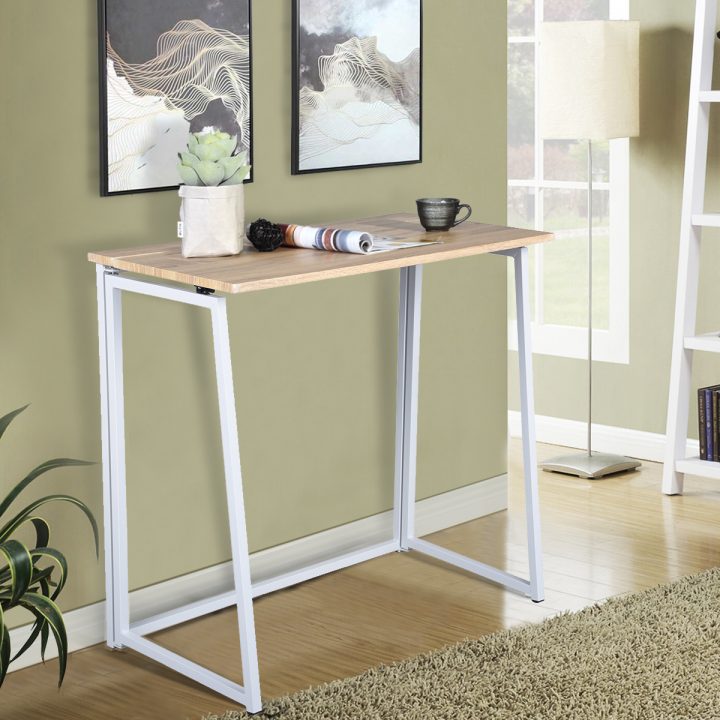 Bureau Pliant Chêne Bois Métal destiné Table Bois Métal Conforama
