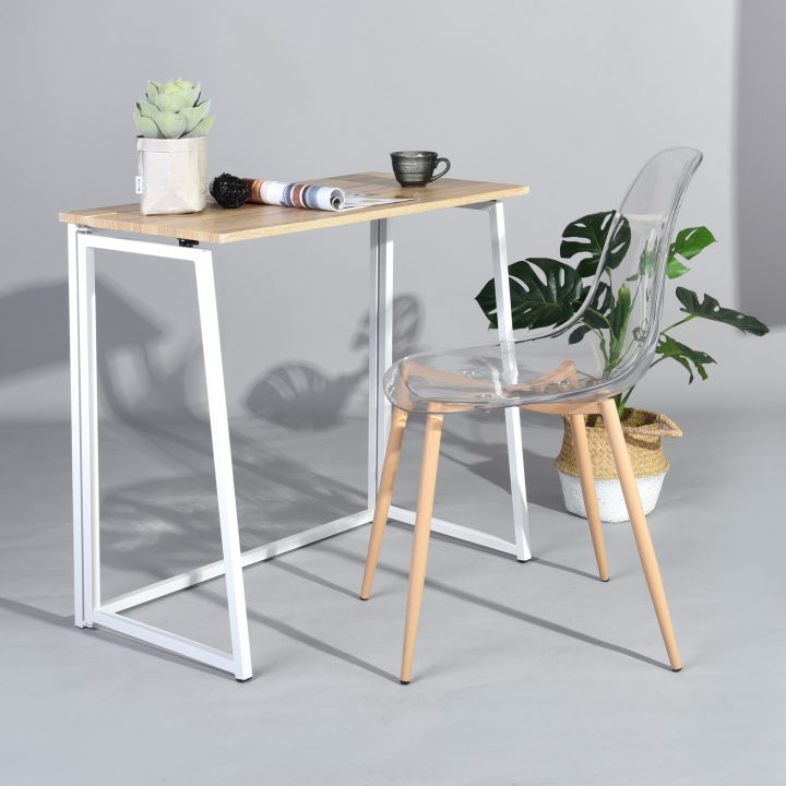 Bureau Pliant Chêne Bois Métal encequiconcerne Table Bois Métal Conforama