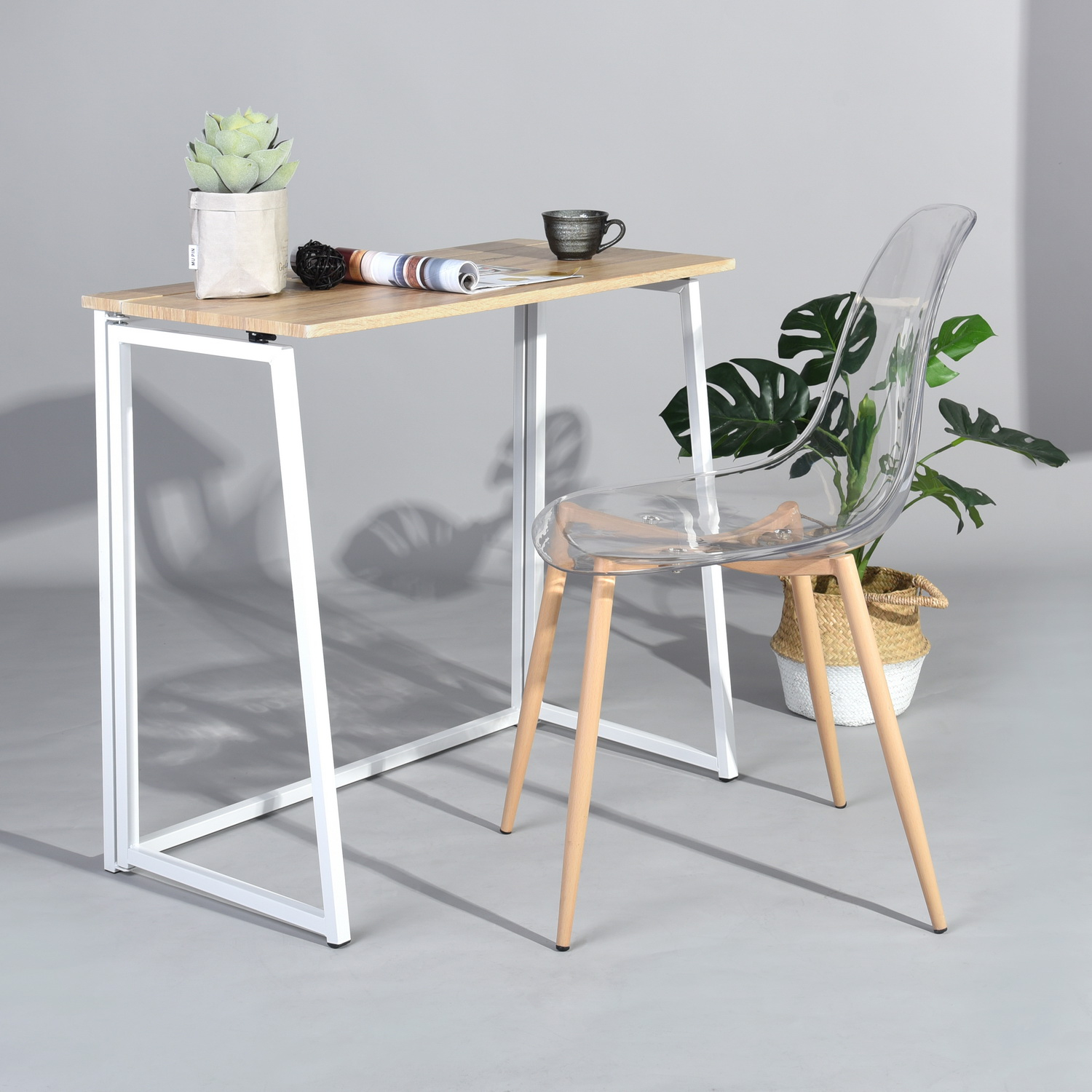 Bureau Pliant Chêne Bois Métal encequiconcerne Table Bois Métal Conforama