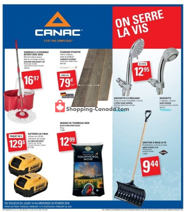 Canac Canada, Flyer – (On Serre La Vis): February 14 encequiconcerne Serre Canac