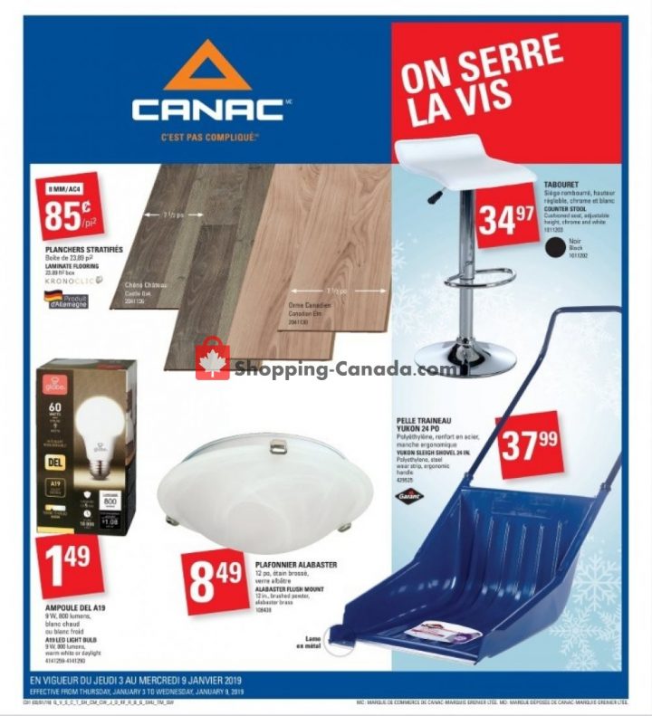 Canac Canada, Flyer – (On Serre La Vis): January 3 – January pour Canac Serre Canac Canada, Flyer – (On Serre La Vis): January 3 – January pour Canac Serre