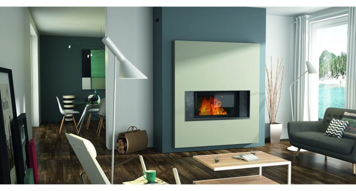 Cheminée Moderne Brise En Granit Noir – Chazelles intérieur Cadre D'Habillage De Cheminée Façade En Métal