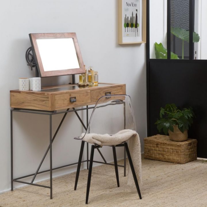 Coiffeuse Vintage Avec Vitrine Et Miroir – Made In Meubles destiné Coiffeuse En Palette