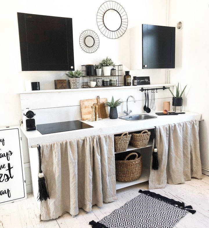 Comment Créer Sois-Même Sa Cuisine Pas Cher Et En 48H : Do dedans Rideau Sous Plan De Travail