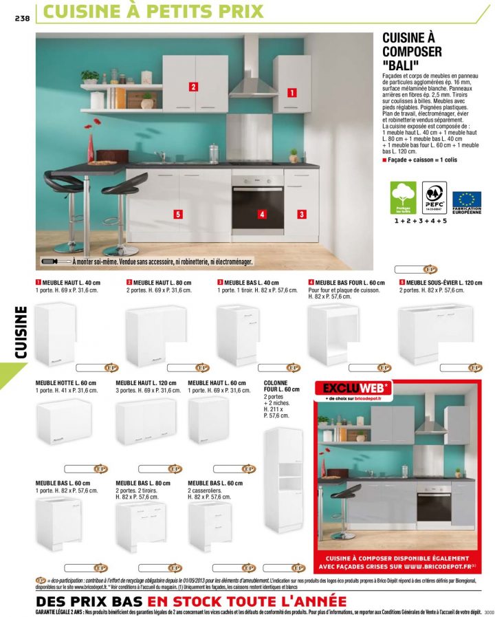 Cuisine 240 Cm Brico Dépôt intérieur Meuble Bas Cuisine 100 Cm Brico Dépôt