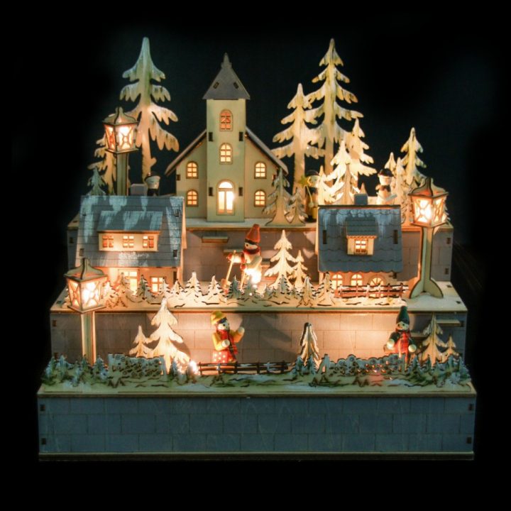 Décoration De Noël Village En Bois Enneigé Avec Led – Autres destiné Bricorama Deco