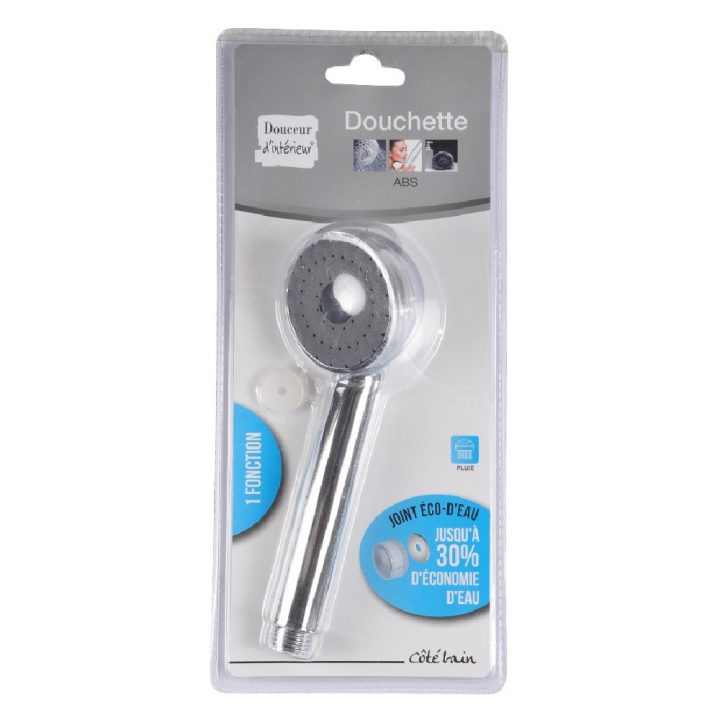 Douchette 1 Fonction Plastique Chromé serapportantà Support Douchette Ventouse Gifi