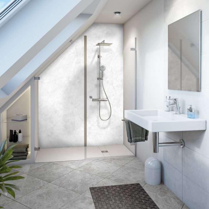 Duschwelten Duschrückwand Decomotion 100 Stein-Optik Marmor Weiss dedans Decomotion