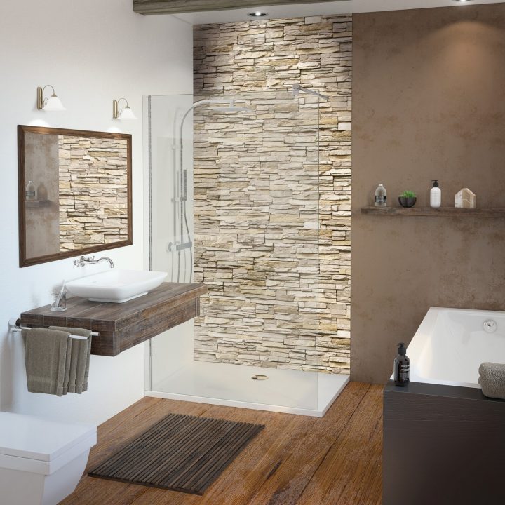 Duschwelten Duschrückwand Decomotion 100 Stein-Optik Maueroptik Hell destiné Decomotion