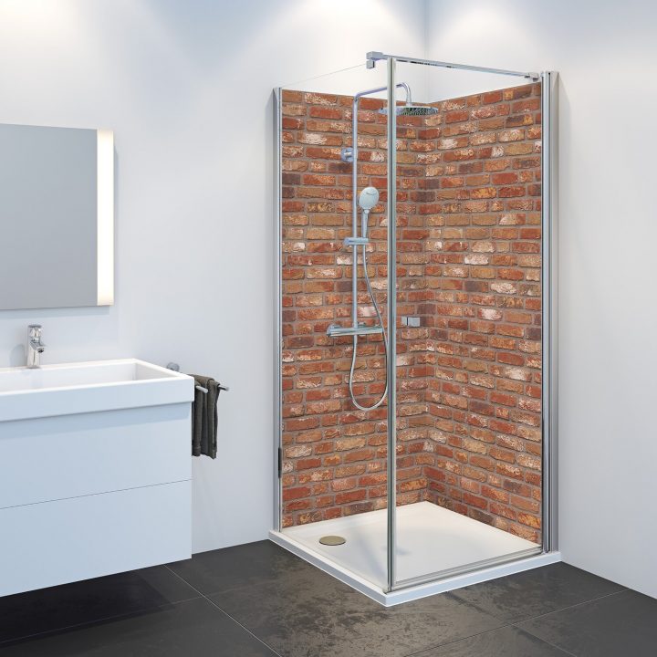 Duschwelten Duschrückwand Decomotion 100 Stein-Optik Maueroptik Rot encequiconcerne Decomotion