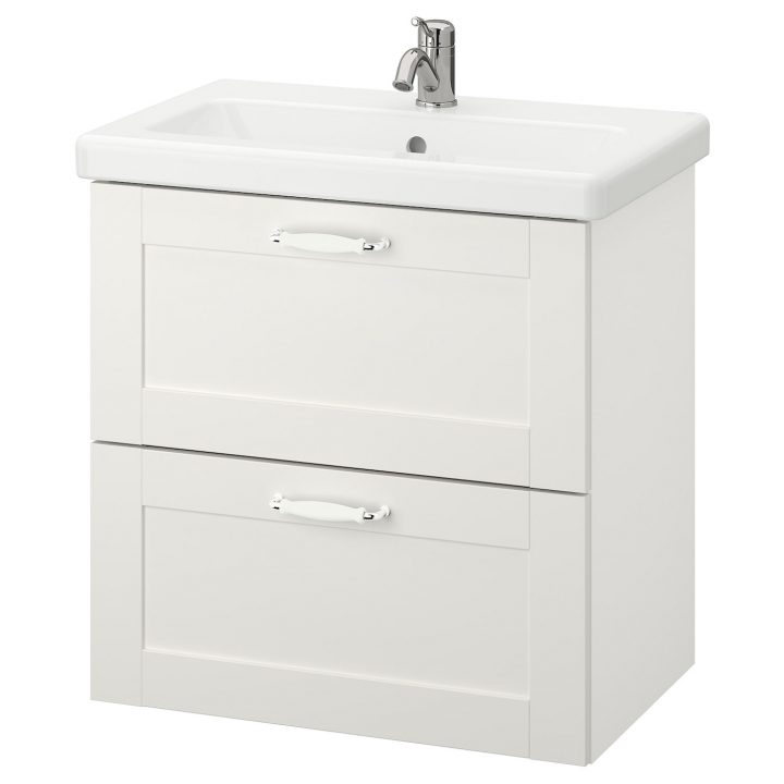 Enhet / Tvällen Meuble Lavabo 2Tir – Blanc Avec Cadre/Blanc Lillsvan  Mitigeur Lavabo 64X43X65 Cm pour Meuble Évier 100 Cm Ikea