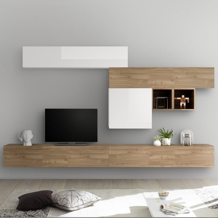Ensemble Meuble Tv Blanc Laqué Et Couleur Chêne Galatina à Meuble Tv 300 Cm Conforama Ensemble Meuble Tv Blanc Laqué Et Couleur Chêne Galatina à Meuble Tv 300 Cm Conforama