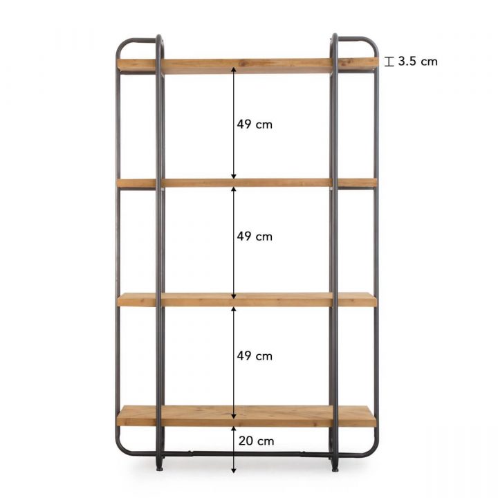 Etagère Industrielle 4 Étagères Bois Et Métal Gris avec Meuble Etagere 20 Cm De Profondeur