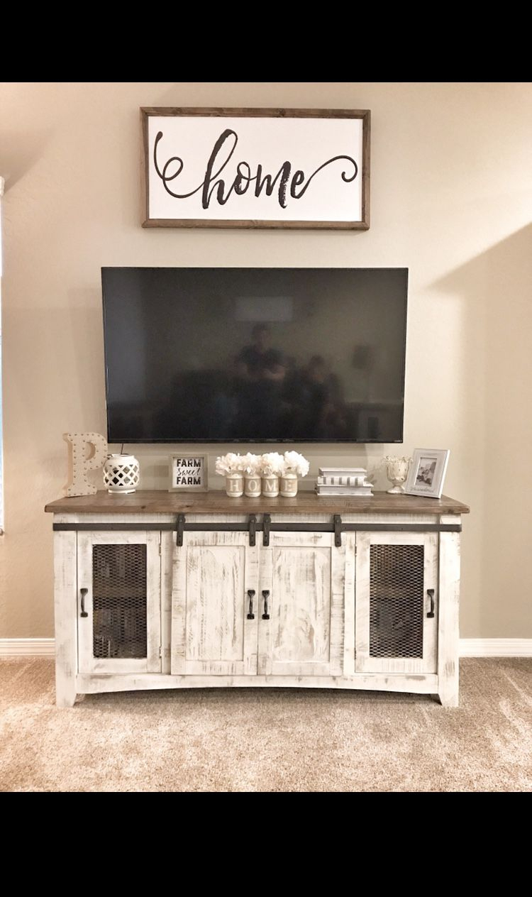 Farmhouse Tv Stand Decor | Home Decor, Tv Stand Decor, Farm dedans Meuble Tv Farmhouse