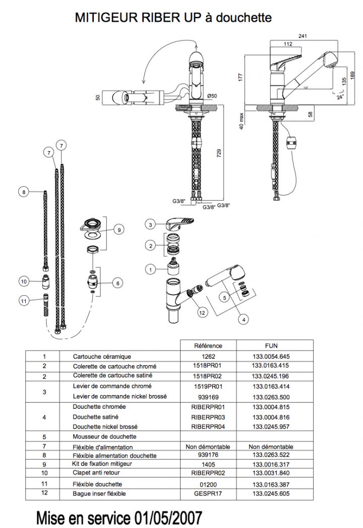 Flexible Pour Douchette Riber'Up encequiconcerne Cartouche Pour Mitigeur Cuisine Franke