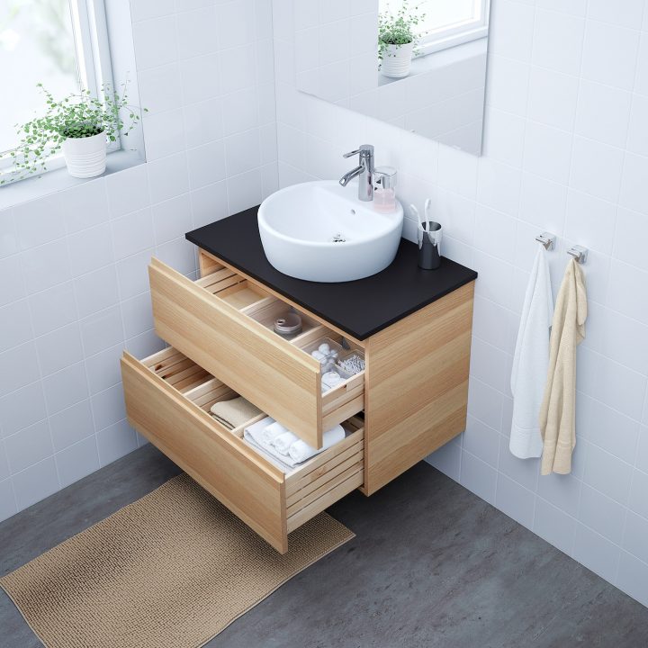 Godmorgon Meuble Lavabo 2Tir – Effet Chêne Blanchi 80X47X58 Cm serapportantà Meuble Salle De Bain Wengé Ikea