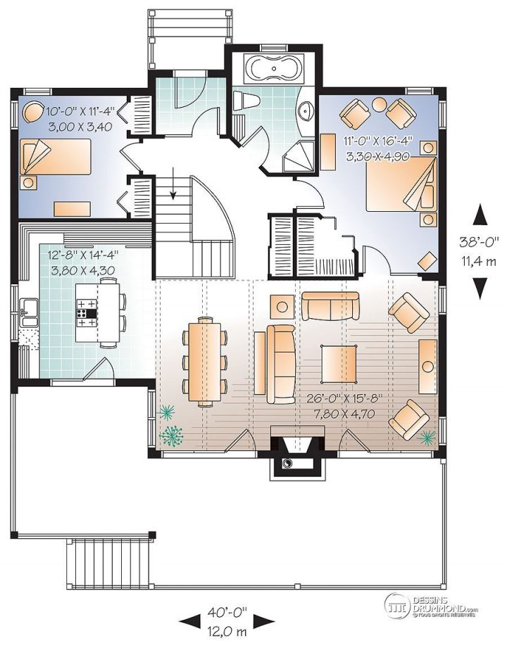 Images Du Plan De Maison Unifamiliale W3941 – Vue Arrière serapportantà Plan De Remise