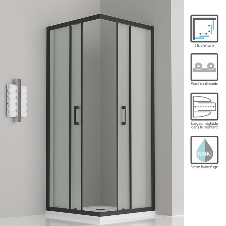 Lanablack Cabine Douche H 185 Cm Porte Coulissante intérieur Porte Douche Hauteur 180