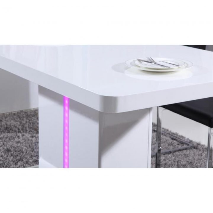 Laser Table À Manger 160Cm Laqué Blanc Brillant Avec Led Multicolore pour Laser Table À Manger Avec Led