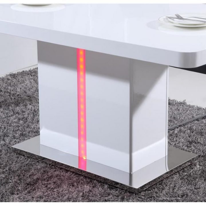 Laser Table À Manger 160Cm Laqué Blanc Brillant Avec Led Multicolore serapportantà Laser Table À Manger Avec Led