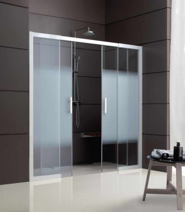 Leda – Paroi De Douche Jazz + Extension Face Coulissante 4 dedans Porte Douche Hauteur 180