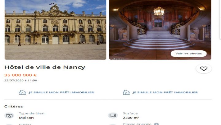 L'Hôtel De Ville De Nancy Est "À Vendre" Sur Le Bon Coin serapportantà Le Bon Coin 35