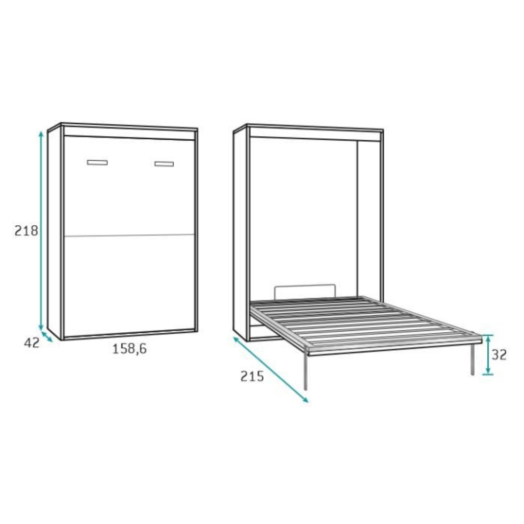 Lit Relevable Vertical Teo 140X190 Blanc Mat encequiconcerne Lit Escamotable 140X190 Pas Cher